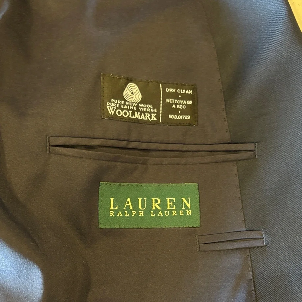Lauren Ralph Lauren Men’s 46L Navy Wool Blazer Sport Coat Gold Buttons